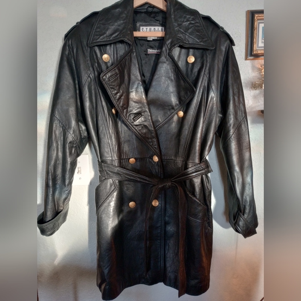 Siena Studio Vintage Leather Jacket / Trench Style Coat